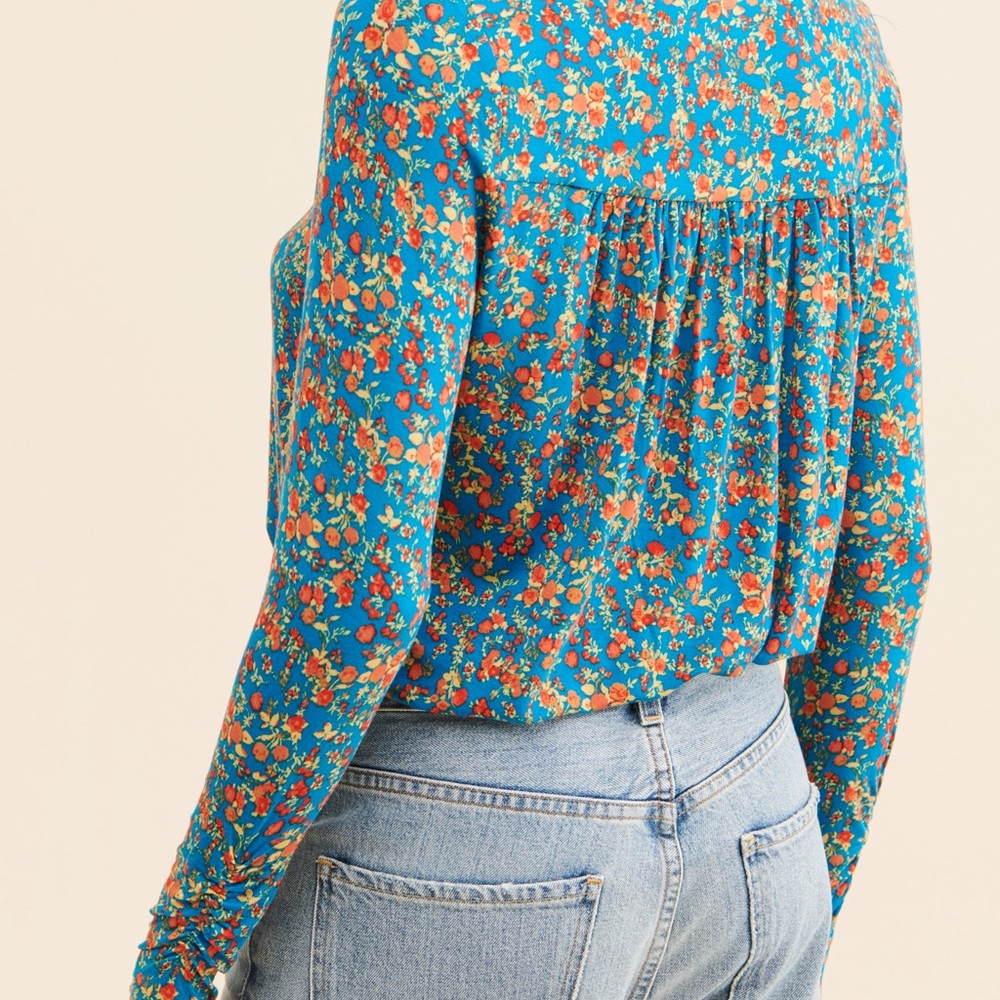 Intimately by Free People Kaya Printed Bodysuit Blue Multi Floral Size Medium - Picture 2 of 10